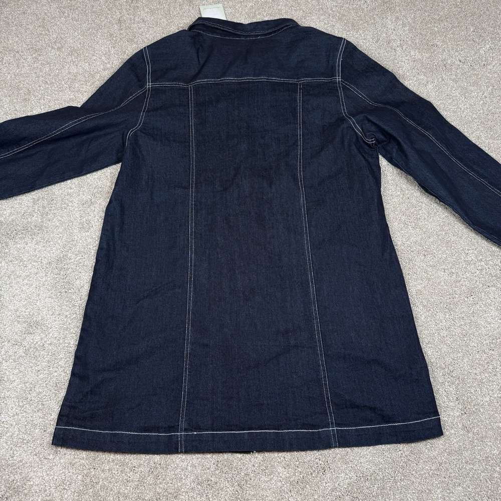 NWT Keren Hart Dark Blue Denim Jacket Shirt Long Sleeve Buttons Pockets Women XL - Picture 2 of 10